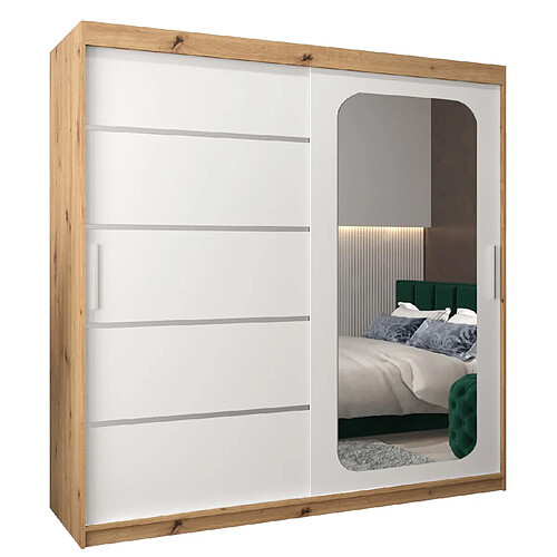 Abiks Meble Armoire PROMO V2 À Portes Coulissantes 200/200/62 2 Portes (Artisan/Blanc)