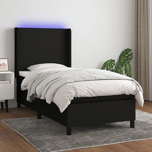 Sommier à lattes,Cadre à lattes de lit pour Adulte matelas et LED Noir 90x200 cm Tissu -MN90254