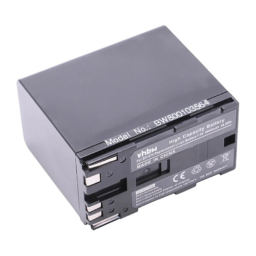 Vhbw Batterie LI-ION 6600mAh pour CANON XF100, XF105, XF300, XF305, EOS C100, C300, C300 PL, C500, C500 PL remplace BP-955, BP-975