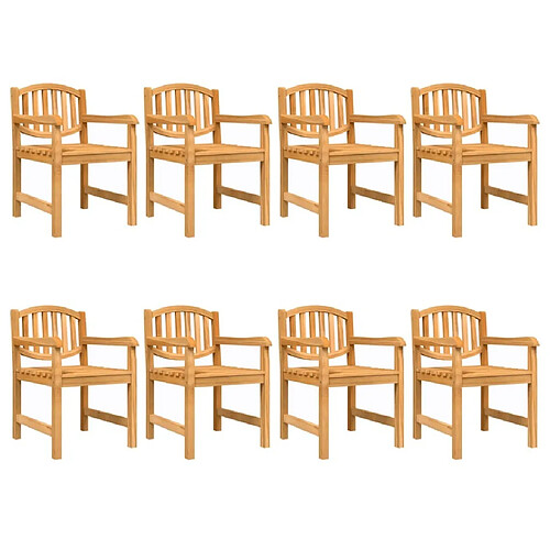 Maison Chic Lot de 8 Chaises de jardin,Fauteuil d'extérieur 58x59x88 cm bois massif de teck -MN43011