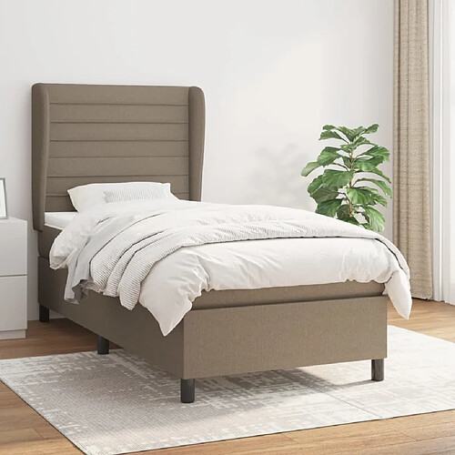 Maison Chic Lit Adulte - Lit simple Lit à sommier tapissier avec matelas moelleux - Meuble de Chambre - Taupe 100x200 cm Tissu -MN89849