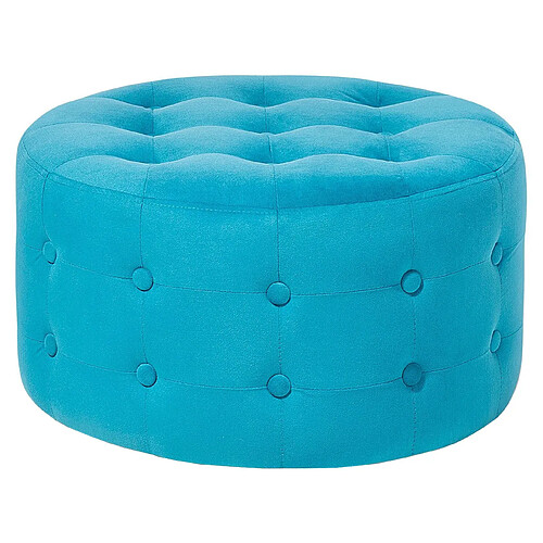 Beliani Ottoman TAMPA Turquoise Velours 55 cm 55 cm