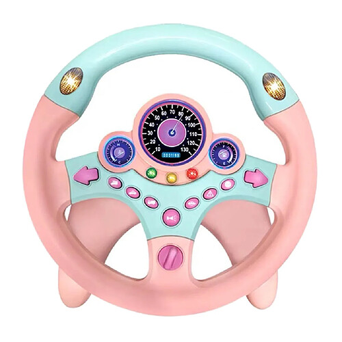 Volant co-pilote de simulation avec base pour jouet de voiture pour enfants, rose