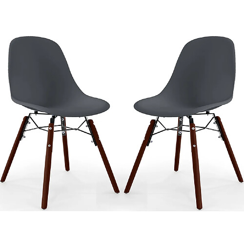 ICONIK INTERIOR Chaises de Salle à Manger - Design Scandinave - Pieds en Bois Sombre - Lot de 2 - Skögur Gris foncé