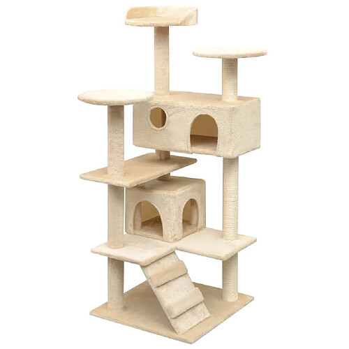 Arbre à chat avec griffoirs échelle et plates-formesen-maison de luxe pour chat - cadre solide recouvert d'une peluche douce sisal 125 cm Beige -MN74382