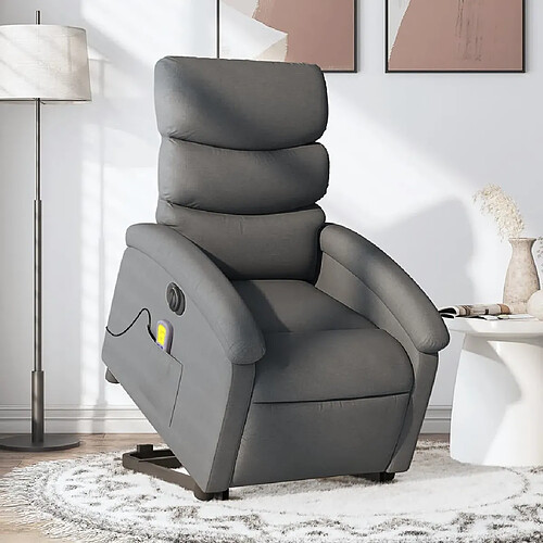 vidaXL Fauteuil inclinable de massage électrique Gris foncé Tissu