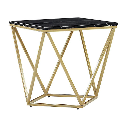 Beliani Table d'Appoint MALIBU Marbre Noir