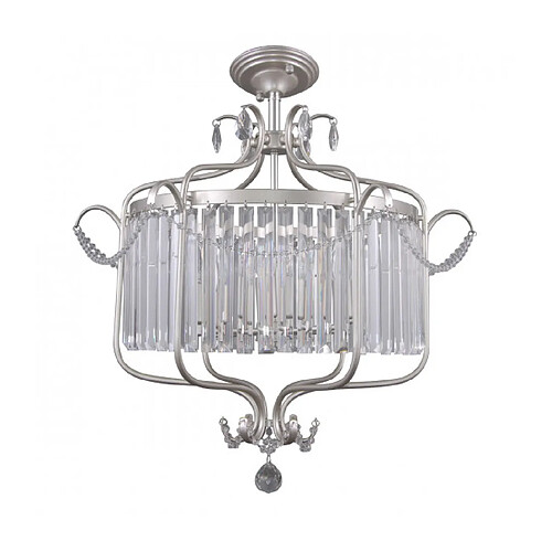 Luminaire Center Suspension en cristal Rinaldo Champagne argent en cristal