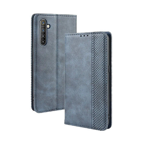 Wewoo Housse Coque Pour Oppo Realme XT / X2 / K5 Boucle magnétique Rétro Crazy Horse Texture Etui à rabat horizontal en cuir avec support & fentes cartes et cadre photo Bleu