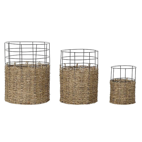 Set de basket DKD Home Decor Métal Colonial Jute (35 x 35 x 45 cm)