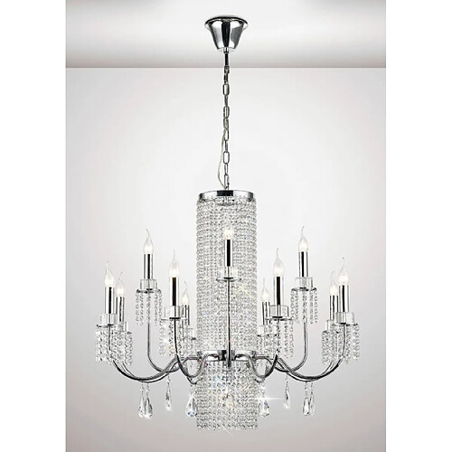 Luminaire Center Suspension Emily 8+4 Ampoules chrome poli/cristal