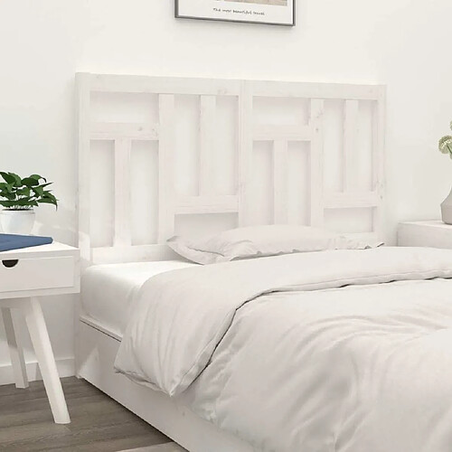 Maison Chic Tête de lit scandinave pour lit adulte,Meuble de chambre Blanc 145,5x4x100 cm Bois massif de pin -MN29804