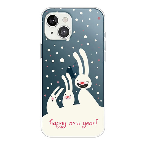 Coque en TPU anti-rayures, motif de noël, flexible pour votre iPhone 14 Plus - lapins