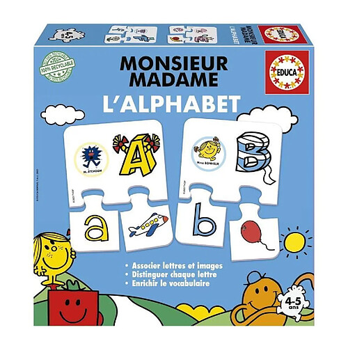 Educa Borras Jeu d'apprentissage - EDUCA - Monsieur Madame - Alphabet