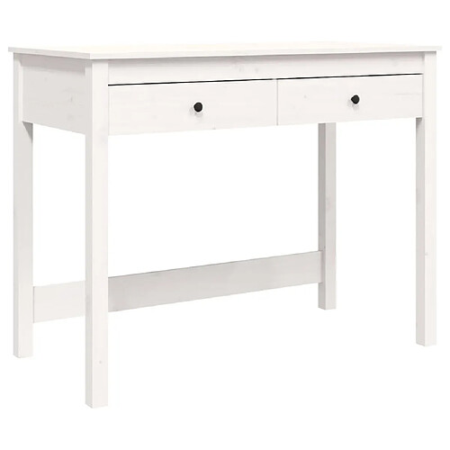 Maison Chic Bureau solide,Table de travail,Bureau d'ordinateur avec tiroirs Blanc 100x50x78 cm Bois massif de pin -GKD79508