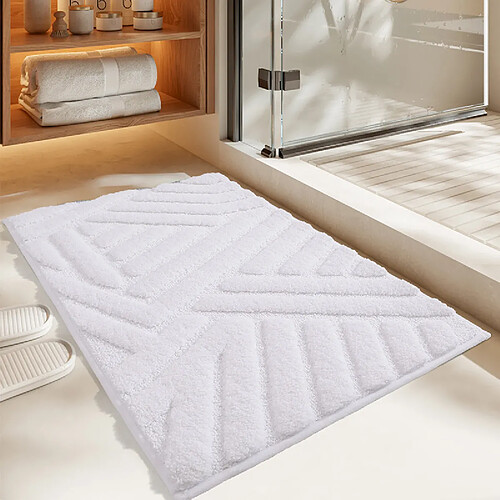 LUUCOZK Tapis de bain antidérapants, absorbants, à séchage rapide, décoration de salle de bain, blanc-40x60cm