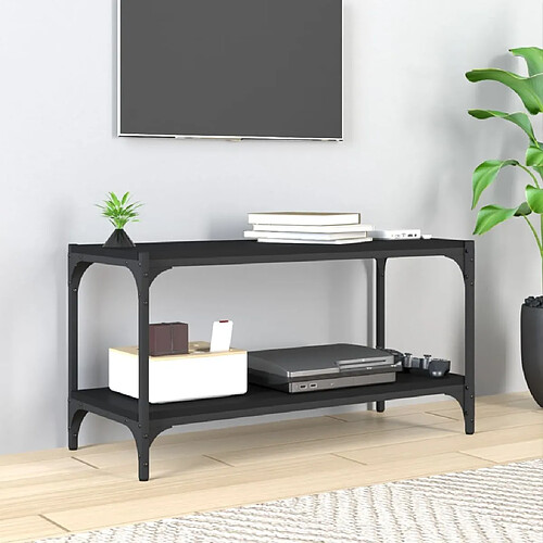 Maison Chic Meuble TV scandinave - Banc TV pour salon Noir 80x33x41 cm Bois d'ingénierie et acier -MN28901