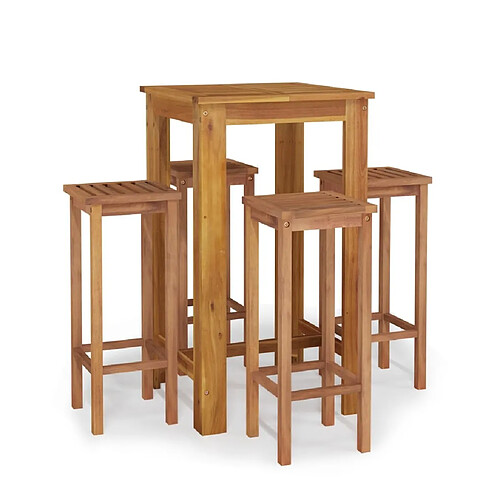 Maison Chic Table de bar et chaises d'extérieur 5 pcs,Ensemble de bar de jardin pour relax bois d'acacia solide -GKD669930