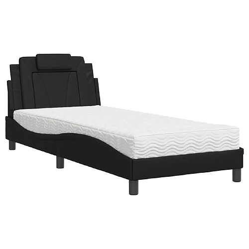 Vidaxl Lit avec matelas noir 90x200 cm similicuir