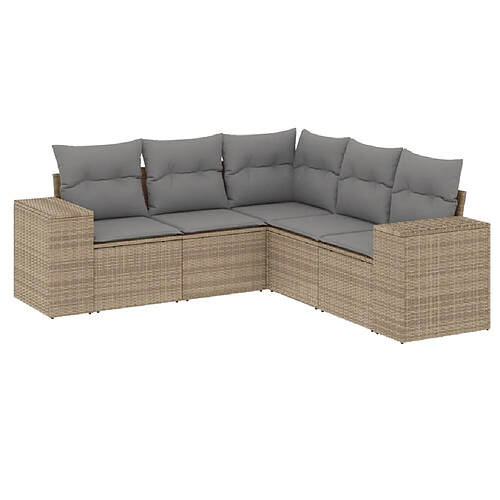 Maison Chic Salon de jardin avec coussins 5 pcs | Ensemble de Table et chaises | Mobilier d'Extérieur beige résine tressée -GKD54604