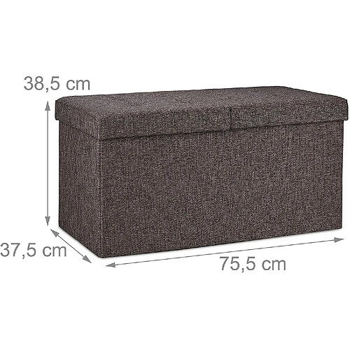 Helloshop26 Banquette avec espace de rangement pliable rembourré couvercle rabattable marron 13_0000373_2