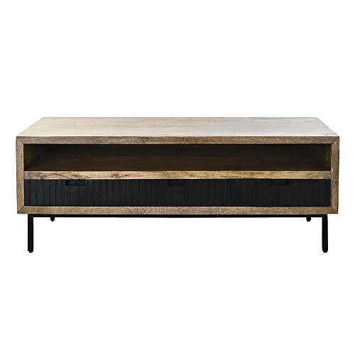 Pegane Table basse en bois de manguier et métal coloris marron / noir - longueur 120 x profondeur 60 x hauteur 45 cm