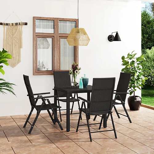 Salle à manger de jardin 5 pcs,Table et chaise à dîner Noir -MN72882