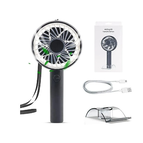 Ventilateur Portable Portatif, Ventilateur USB Batterie Rechargeable 2000 mAh, Direction du vent réglable, Ventilateur de Table De Bureau Ventilateur Électrique De Refroidissement 4 Vitesses(Noir)