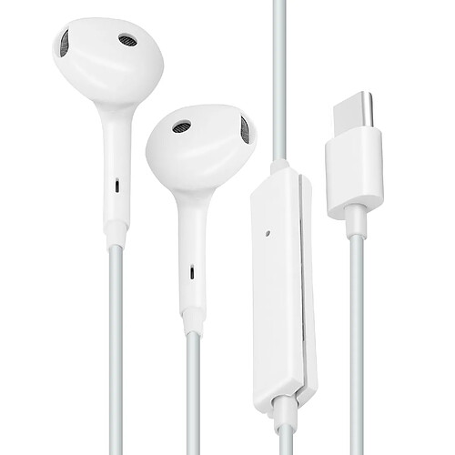 Écouteurs filaires USB-C Microphone Bouton Multifonction Oppo Blanc