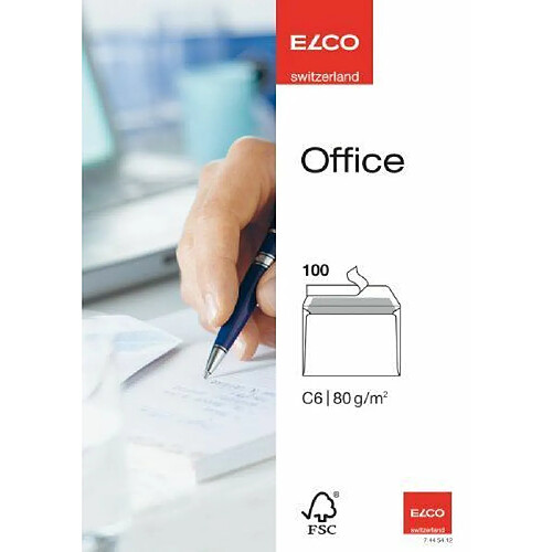 Elco 74454-12 Paquet de 100 enveloppes sans fenêtre Format C6 Blanc