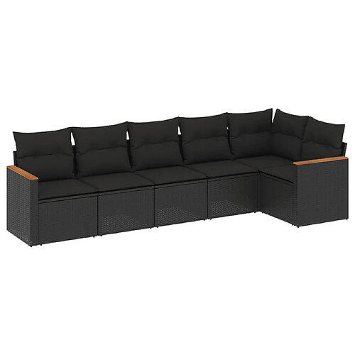 Maison Chic Salon de jardin 6 pcs avec coussins | Ensemble de Table et chaises | Mobilier d'Extérieur noir résine tressée -GKD60923