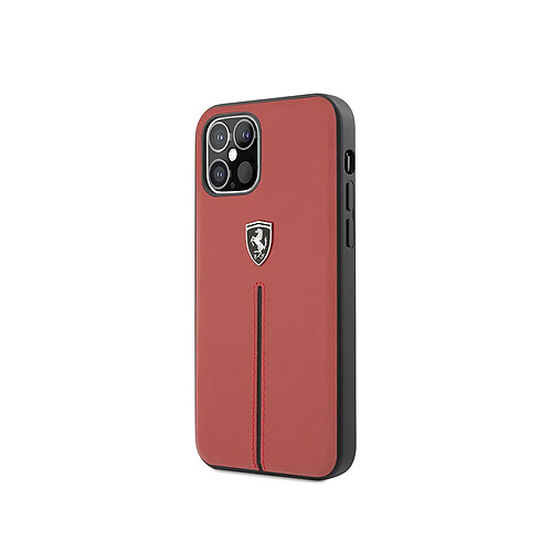 Ferrari Coque pour Apple iPhone 12 / 12 Pro Modèle Off Track en Cuir Rouge