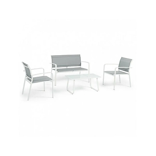 Bizzotto Canapé extérieur Arent canapé + 2 fauteuils +table basse blanc