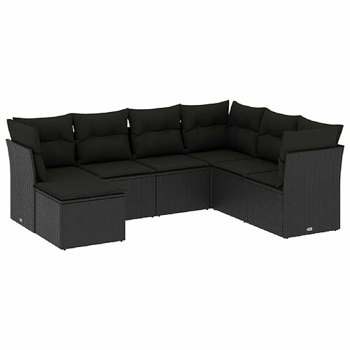 Maison Chic Salon de jardin 7 pcs avec coussins | Ensemble de Table et chaises | Mobilier d'Extérieur noir résine tressée -GKD47905