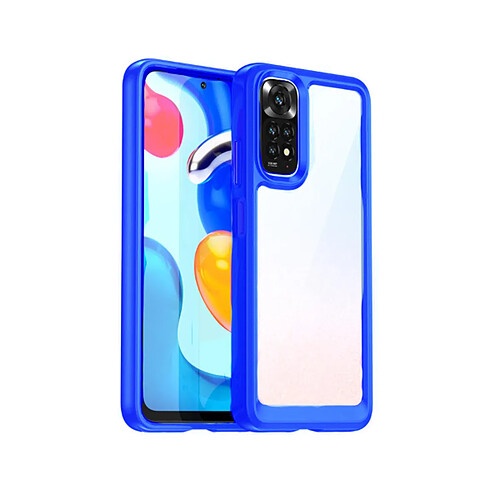 PHONECARE Coque AluminArmor Airbag Protection pour Xiaomi Redmi Note 11 - Transparent/ Bleu Foncé