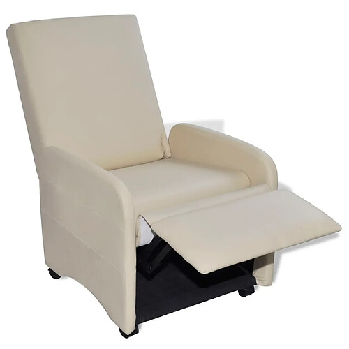 Maison Chic Fauteuil Relax pour salon | Fauteuil pliable Crème Similicuir -GKD26803