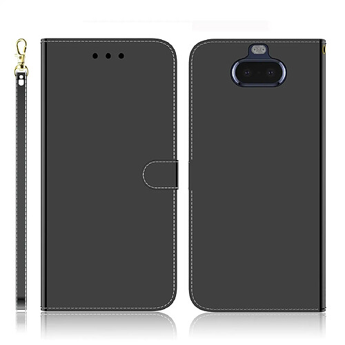 Wewoo Housse Coque Etui à rabat horizontal en surface miroir avec pour Sony Xperia 20 et logements cartesporte-monnaie et lanière Noir