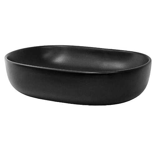 ML DESIGN MODERN LIVING Lavabo en céramique noir mat vasque à poser pour salle de bain 600x425x145 mm