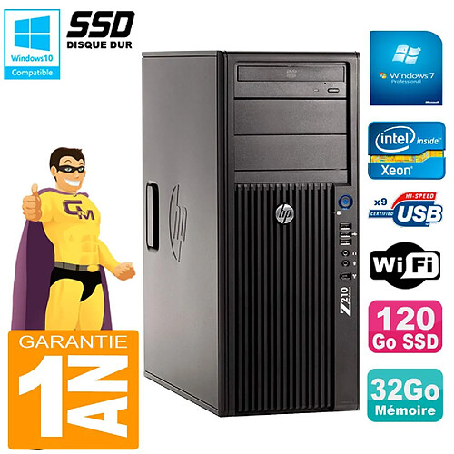 PC HP WorkStation Z210 Tour Xeon E3-1240 RAM 32Go SSD 120Go Graveur DVD Wifi W7 · Occasion