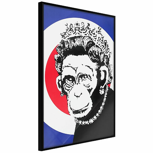 Paris Prix Affiche Murale Encadrée Banksy Monkey Queen 30 x 45 cm Noir