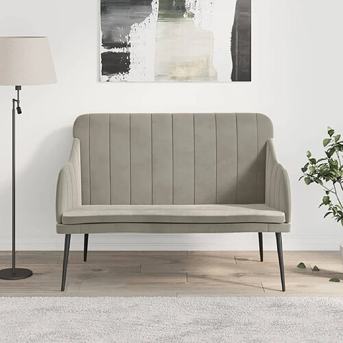 vidaXL Banc Gris clair 110x76x80 cm Velours