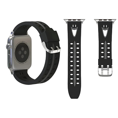 Wewoo Bracelet noir et gris pour Apple Watch Series 3 & 2 & 1 38mm Mode Sourire Visage Motif Silicone +