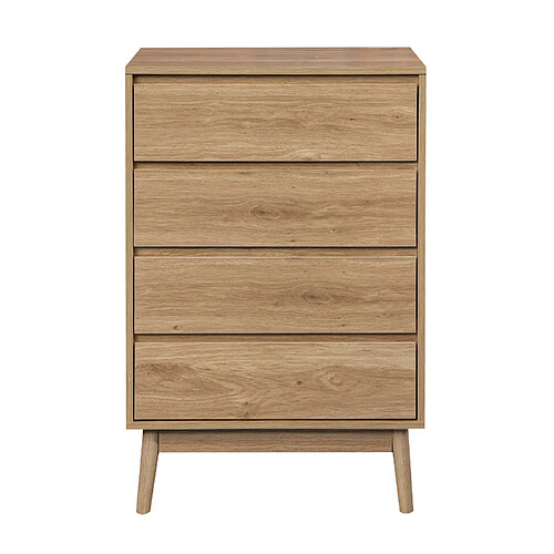 Mobili Rebecca Commode 4 Tiroirs En Bois Brun Meuble De Chambre À Coucher De Style Nordique