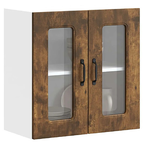 vidaXL Armoire murale de cuisine avec porte en verre Kalmar chêne fumé