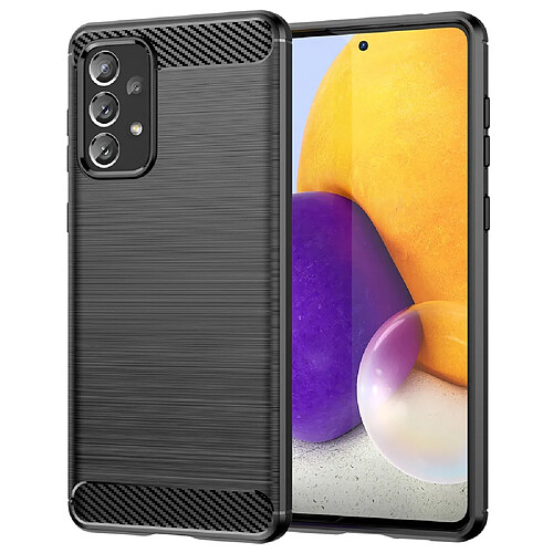 Coque en TPU anti-rayures, antichoc, surface brossée, texture en fibre de carbone noir pour votre Samsung Galaxy A73 5G