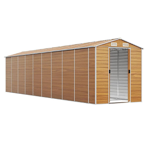 Helloshop26 Abri de jardin cabane cabanon maison de stockage remise extérieur hangar outils robuste clair 191 x 810 x 198 cm acier galvanisé marron 02_0022296