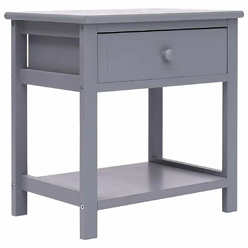 Maison Chic Table de chevet Table de Nuit Meuble de Rangement Gris 40x29x42 cm Bois de Paulownia