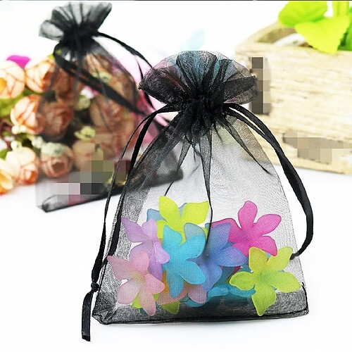 Wewoo Décorations de Fête 100 PCS Organza Gift Bags Emballage Bijoux Sac De Mariage Décoration De De MariageTaille 7x9cm D1 Noir