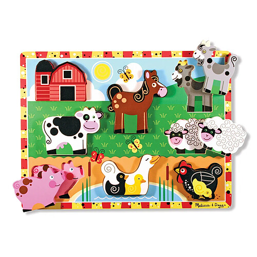 Melissa & Doug Puzzle à Grosses Pièces en Bois - Animaux de Ferme