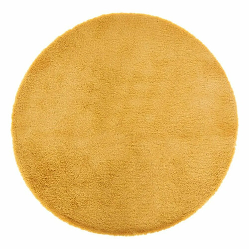 Tapis Rond Imitation Fourrure Doucea 80cm Ocre